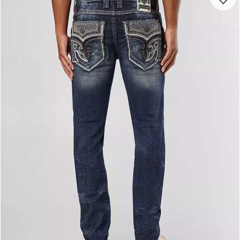 Rock Revival Chase Biker Dark Blue Relaxed Men's Jeans collectors edition - Picture 5 of 13
